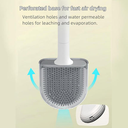 Silicone Flexible Head Deep Cleaning Toilet Brush with Wall Mount Holder.
