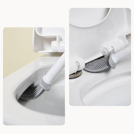 Silicone Flexible Head Deep Cleaning Toilet Brush with Wall Mount Holder.