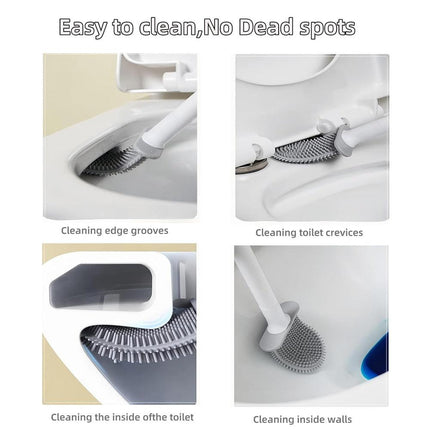 Silicone Flexible Head Deep Cleaning Toilet Brush with Wall Mount Holder.