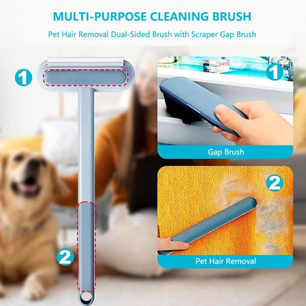 Multi-Purpose Cleaning Brush Pet Hair Removal Dual-Sided Brush with Scraper Gap Brush.