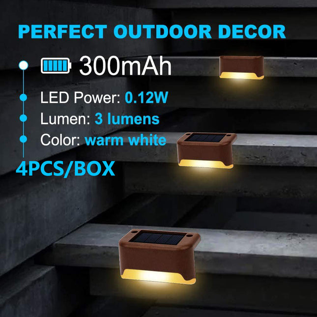 4 Pack SolarPower Deck Lights Outdoor Step Lights Waterproof LED lights.