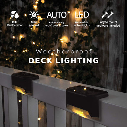 4 Pack SolarPower Deck Lights Outdoor Step Lights Waterproof LED lights.