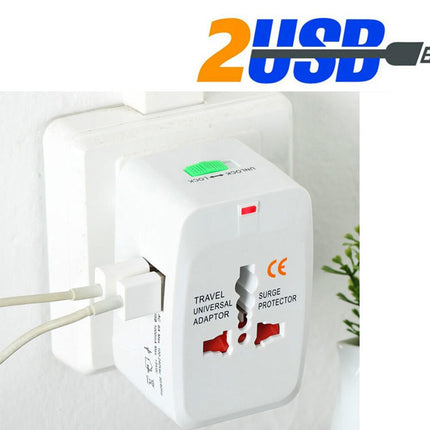 Dual USB Portable Electric Plug Power Socket Adapter International Travel Universal Charger Converter EU UK US AU.