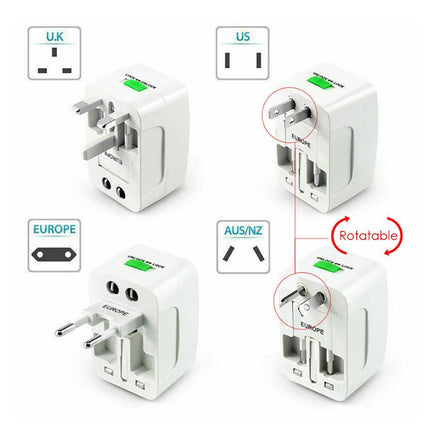 Dual USB Portable Electric Plug Power Socket Adapter International Travel Universal Charger Converter EU UK US AU.