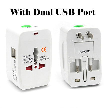 Dual USB Portable Electric Plug Power Socket Adapter International Travel Universal Charger Converter EU UK US AU.