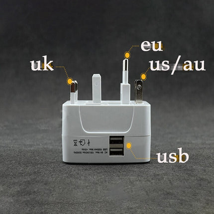 Dual USB Portable Electric Plug Power Socket Adapter International Travel Universal Charger Converter EU UK US AU.