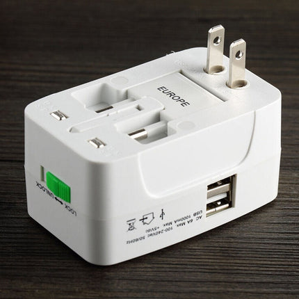 Dual USB Portable Electric Plug Power Socket Adapter International Travel Universal Charger Converter EU UK US AU.