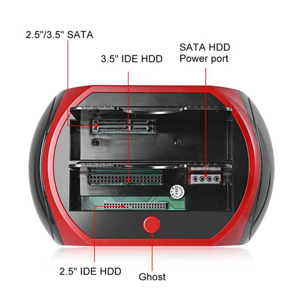 All In One Docking Station USB Dual-Bay Hard Drive 2.5" 3.5" IDE SATA SSD Card Reader.