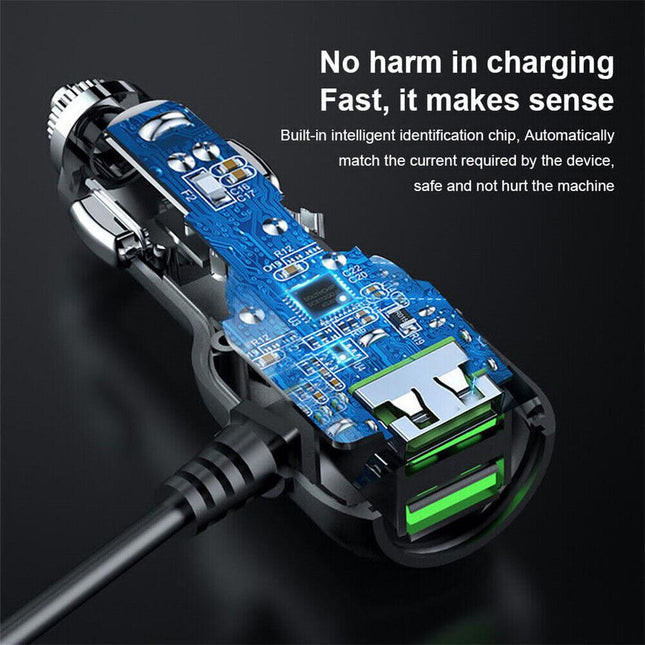 2 in 1 Dash Cam Car Charger Double USB 5V3.5A QC3.0 Fast 3.5M Cable.