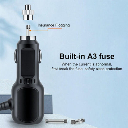2 in 1 Dash Cam Car Charger Double USB 5V3.5A QC3.0 Fast 3.5M Cable.