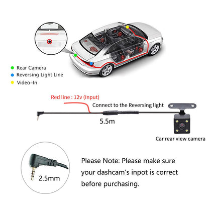 4LED Car Rear Camera Auto Parking Monitor Night Vision IP67 Waterproof With 5.5m Cable.