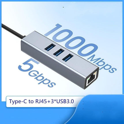 USB C to Ethernet Adapter with 1000Mbps Gigabit RJ45 and 3xUSB 3.0 Ports.