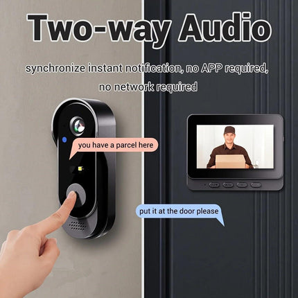 Smart Wireless Video Doorbell with 4.3" Screen HD 8MP Camera Night VisionTwo-Way Audio IP65.