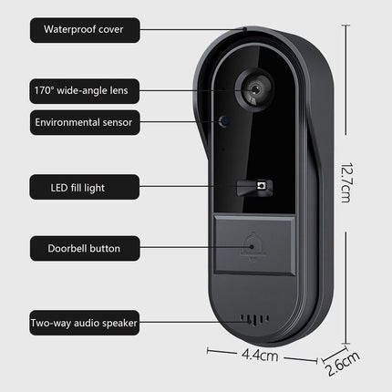Smart Wireless Video Doorbell with 4.3" Screen HD 8MP Camera Night VisionTwo-Way Audio IP65.