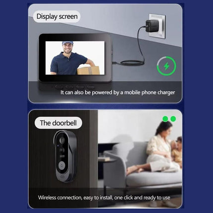 Smart Wireless Video Doorbell with 4.3" Screen HD 8MP Camera Night VisionTwo-Way Audio IP65.