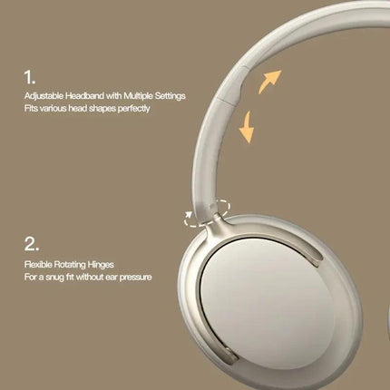 JR SY-T7 Bluetooth 5.4 Over-Ear Headset Wireless Headphones with Noise Cancelling Mic (Beige).