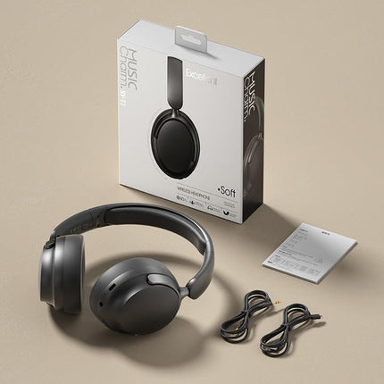 JR SY-T7 Bluetooth 5.4 Over-Ear Headset Wireless Headphones with Noise Cancelling Mic (Black).