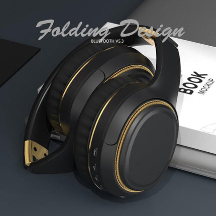 JR H6 Foldable Bluetooth 5.3 Wireless Headphone Over Ear Active Noise Cancelling Deep Bass Headset (Beige).