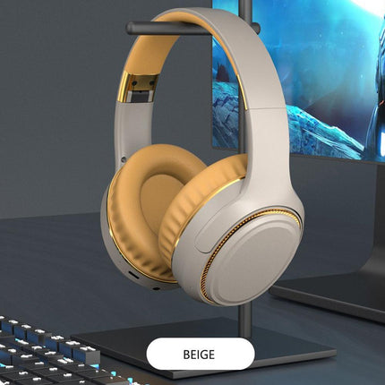 JR H6 Foldable Bluetooth 5.3 Wireless Headphone Over Ear Active Noise Cancelling Deep Bass Headset (Beige).