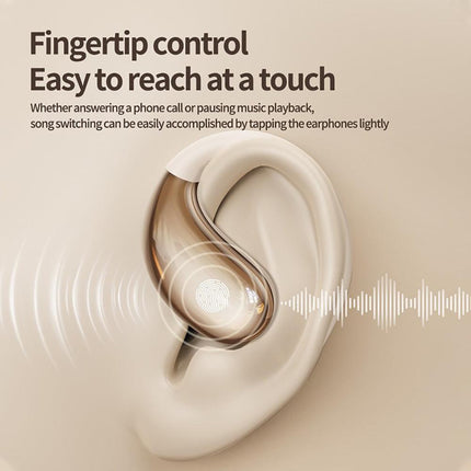 Wireless Earhook Sports Headphones Open-Ear Bluetooth 5.4 Sweat-Resistant Earphones (Beige).