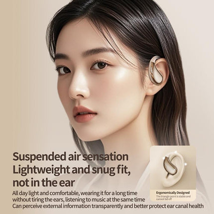 Wireless Earhook Sports Headphones Open-Ear Bluetooth 5.4 Sweat-Resistant Earphones (Beige).