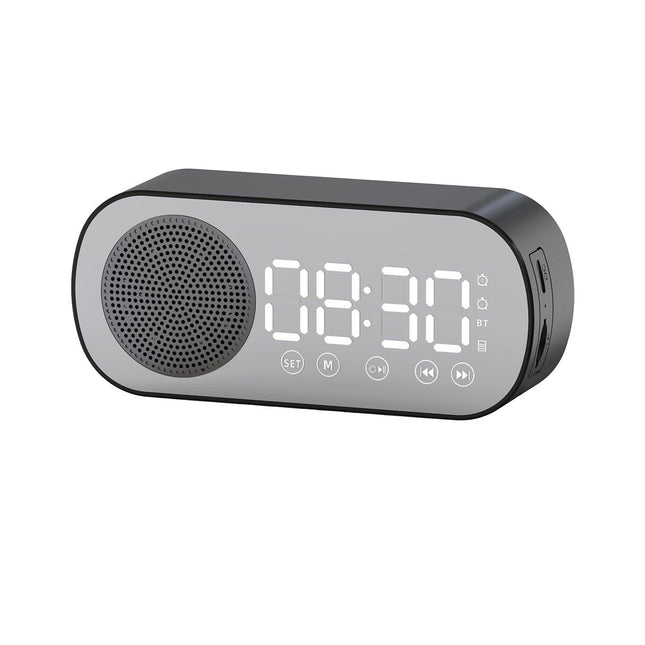 Wireless Bluetooth Speaker Alarm Clock Music Radio Player Timer Hands-Free Calling (Black).