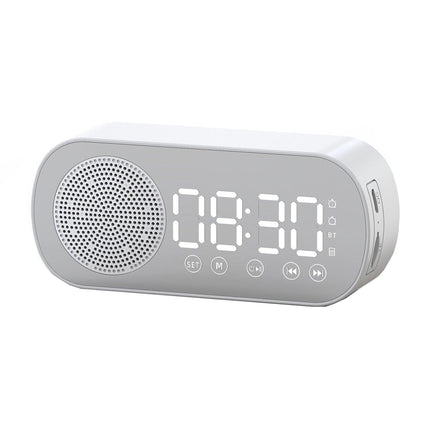 Wireless Bluetooth Speaker Alarm Clock Music Radio Player Timer Hands-Free Calling (White).