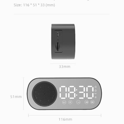 Wireless Bluetooth Speaker Alarm Clock Music Radio Player Timer Hands-Free Calling (White).