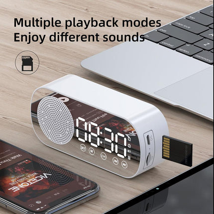 Wireless Bluetooth Speaker Alarm Clock Music Radio Player Timer Hands-Free Calling (Pink).