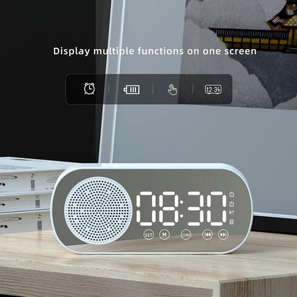 Wireless Bluetooth Speaker Alarm Clock Music Radio Player Timer Hands-Free Calling (Pink).