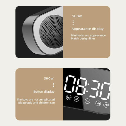 Wireless Bluetooth Speaker Alarm Clock Music Radio Player Timer Hands-Free Calling (Pink).