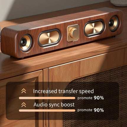 Retro Wood Grain Wireless Bluetooth Speaker Soundbar Deep Bass USB/TF/AUX Inputs.