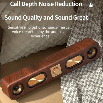 Retro Wood Grain Wireless Bluetooth Speaker Soundbar Deep Bass USB/TF/AUX Inputs.