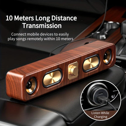 Retro Wood Grain Wireless Bluetooth Speaker Soundbar Deep Bass USB/TF/AUX Inputs.