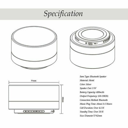 Bluetooth Speakers Portable Wireless Speaker Music Stereo Handsfree Rechargeable (Gold).