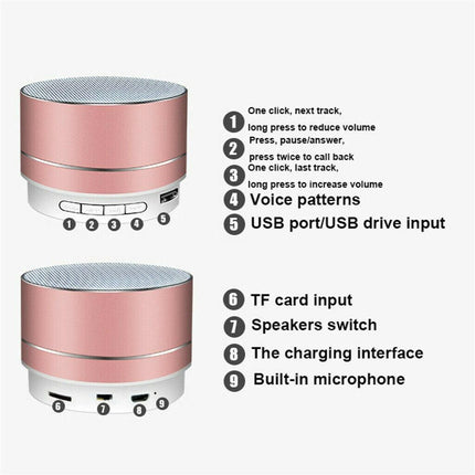 Bluetooth Speakers Portable Wireless Speaker Music Stereo Handsfree Rechargeable (Red).