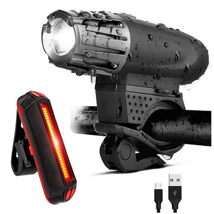 Rechargeable LED Bicycle Light USB Waterproof Cycle Headlight-Taillight Combinations.