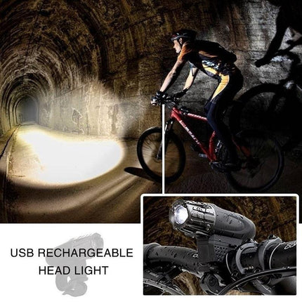 Rechargeable LED Bicycle Light USB Waterproof Cycle Headlight-Taillight Combinations.