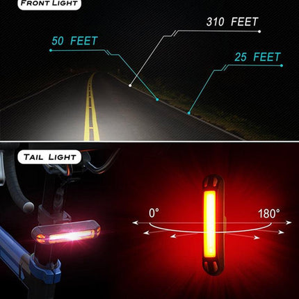 Rechargeable LED Bicycle Light USB Waterproof Cycle Headlight-Taillight Combinations.