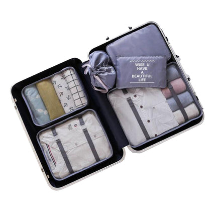 6 Pcs Waterproof Compression Packing Cubes Large Travel Luggage Organizer Storage (Grey).