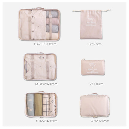 6 Pcs Waterproof Compression Packing Cubes Large Travel Luggage Organizer Storage (Grey).