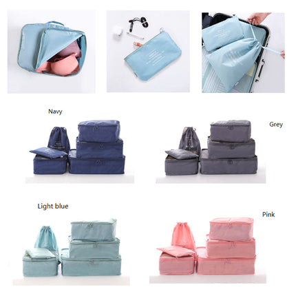 6 Pcs Waterproof Compression Packing Cubes Large Travel Luggage Organizer Storage (Navy).