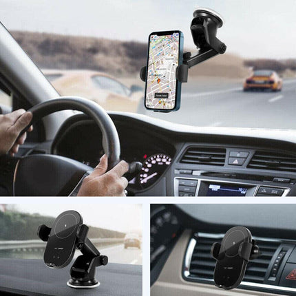 Automatic Clamping 15W Wireless Car Fast Charger Mount 2in1 Car Phone Holder.