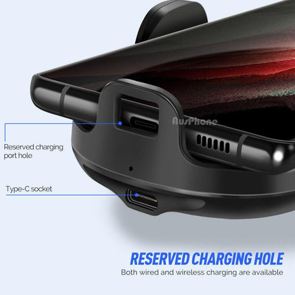 Automatic Clamping 15W Wireless Car Fast Charger Mount 2in1 Car Phone Holder.