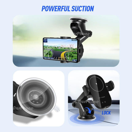 Automatic Clamping 15W Wireless Car Fast Charger Mount 2in1 Car Phone Holder.