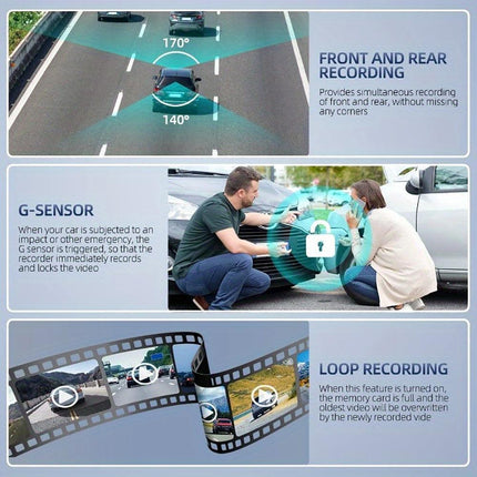 4K Front and Rear Dual Dash Cam WiFi GPS Car Camera with 64GB SD Card.