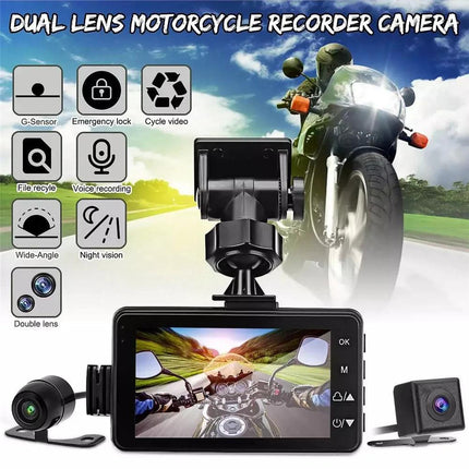 3inch LCD HD Dual Camera Motorcycle DVR Video Driving Recorder With 32G Card.
