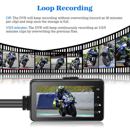 3inch LCD HD Dual Camera Motorcycle DVR Video Driving Recorder With 32G Card.