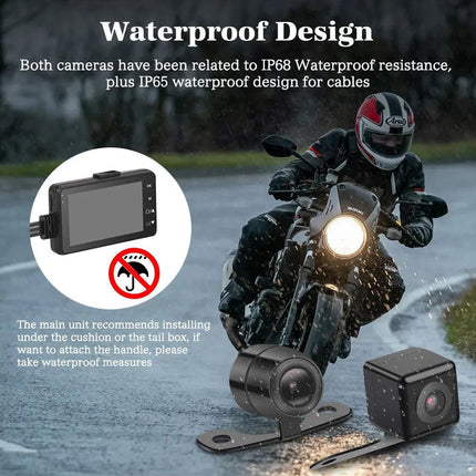 3inch LCD HD Dual Camera Motorcycle DVR Video Driving Recorder With 32G Card.