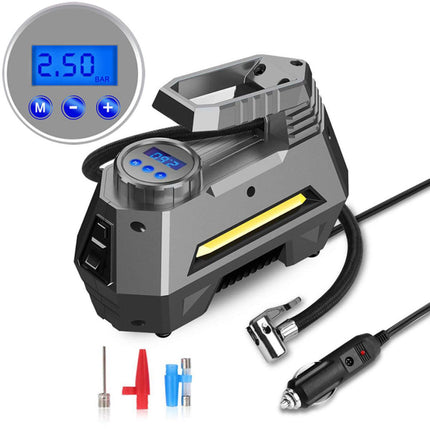 Portable Digital Car Air Compressor Tire Inflator With Emergency Flashlight.